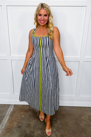 Just Feels Right Stripe Dress in Navy
