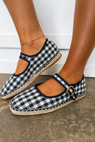 Gingham on the Go Mary Jane Flat in Black