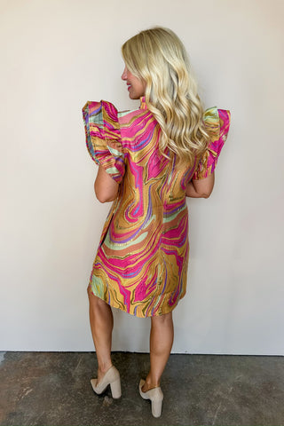 Golden Hour Swirl Dress in Pink