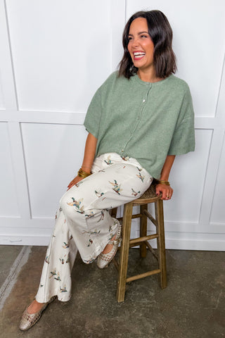 The Mallard Pin Tuck Ivory Pants