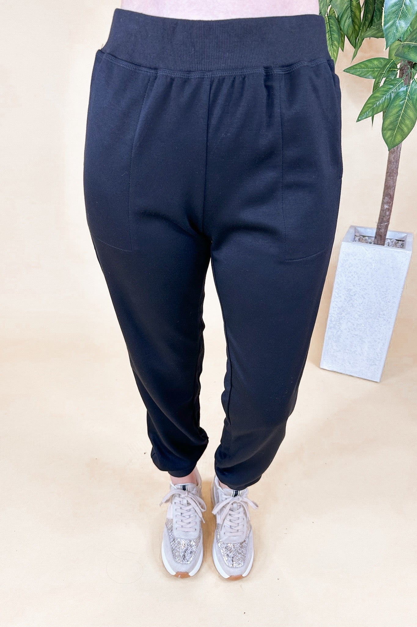 Black Pull On Buttery Soft Pocketed Joggers