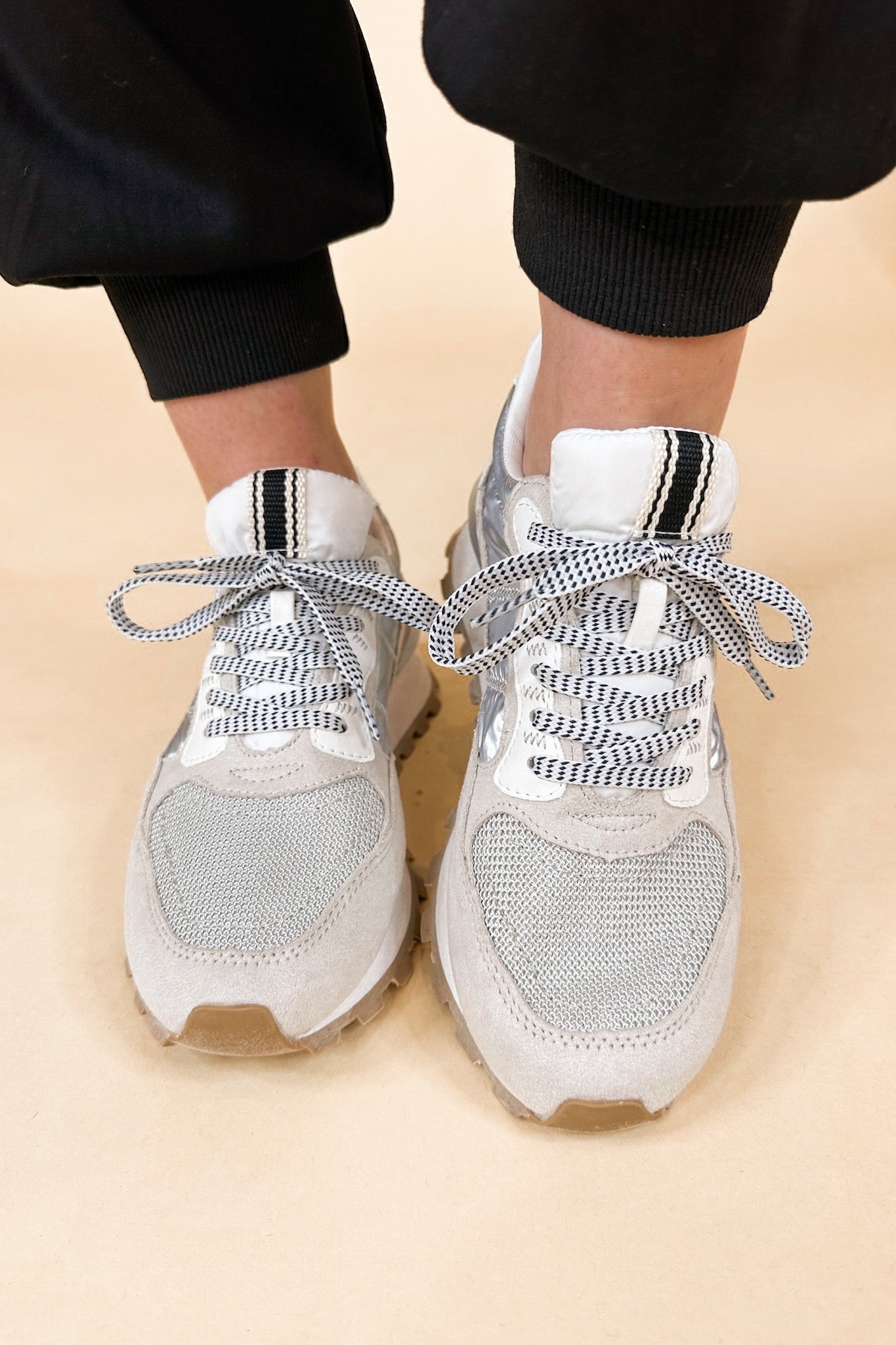 The Phoebe Metallic Silver Fabric Platform ShuShop Sneaker