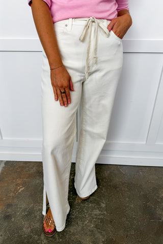 Salt & Stitch White Denim Straight Leg Jeans