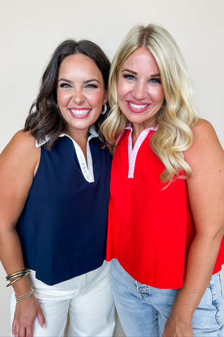 Calling the Plays Sleeveless Top in Navy