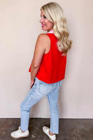 Calling the Plays Sleeveless Top in Red