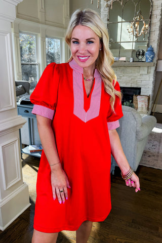 The Anna Claire Shift Dress in Red