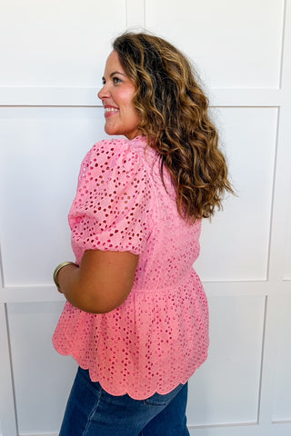 Cotton Candy Eyelet Top