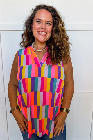 Dear Scarlett Lizzy Tank Top in Multi Color Block