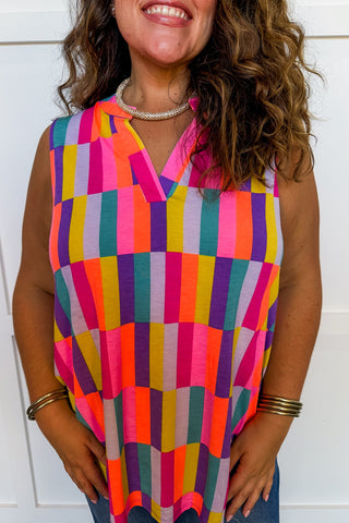 Dear Scarlett Lizzy Tank Top in Multi Color Block