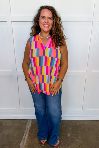 Dear Scarlett Lizzy Tank Top in Multi Color Block