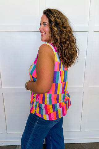 Dear Scarlett Lizzy Tank Top in Multi Color Block
