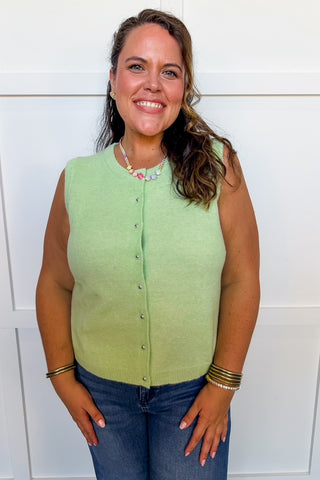 Sweet Staple Button Knit Top in Lime