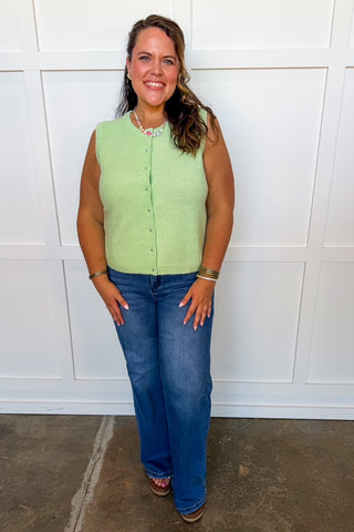Sweet Staple Button Knit Top in Lime