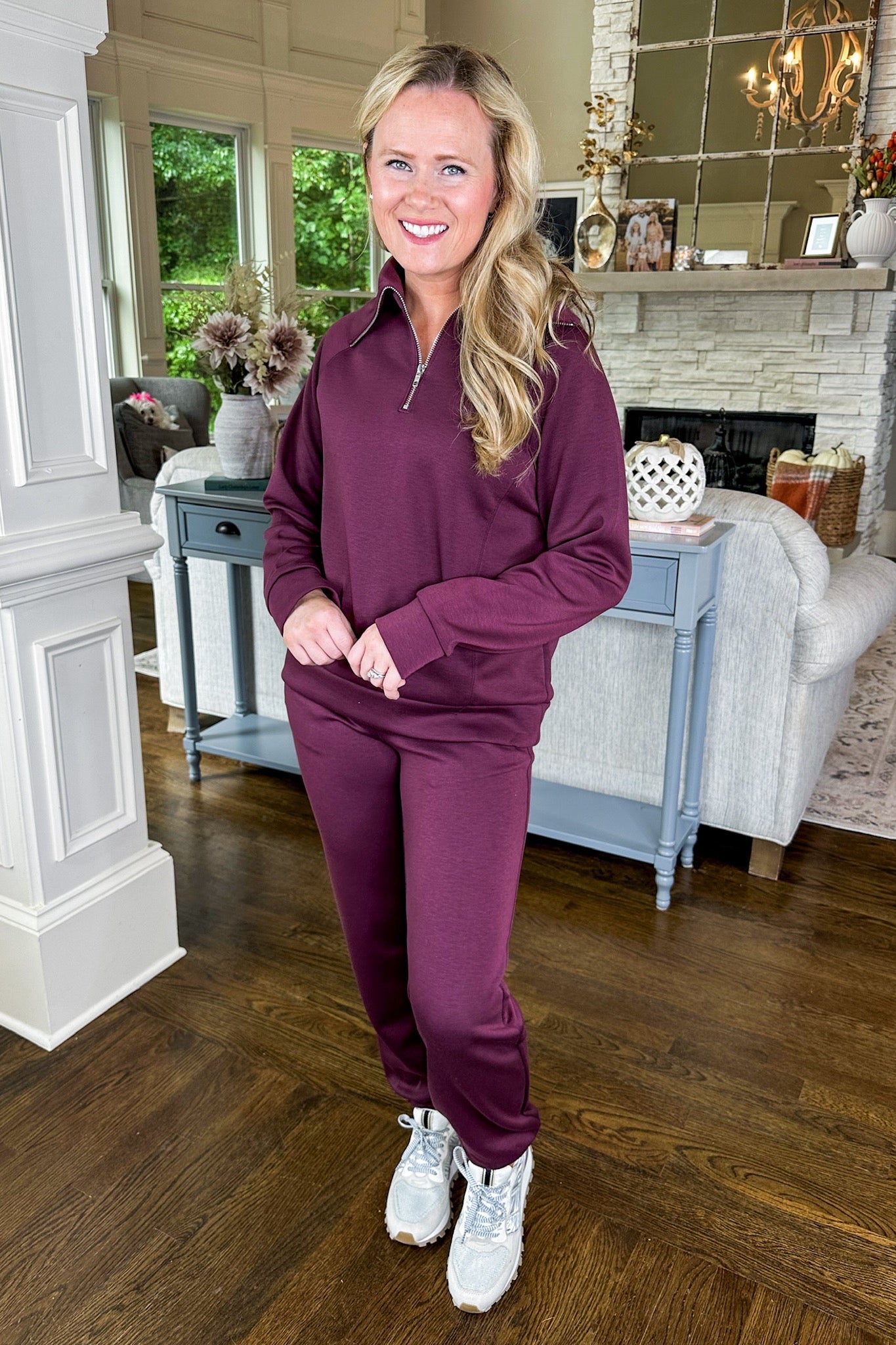 The Hamptons Buttery Soft Quarter Zip Pullover in Wine