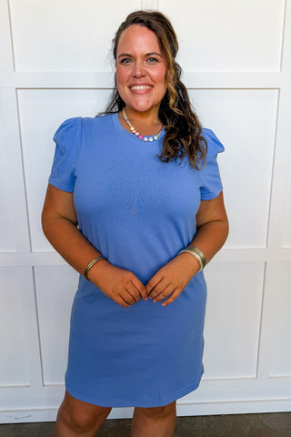 The Carolina T-shirt Dress in Blue by Mary Square