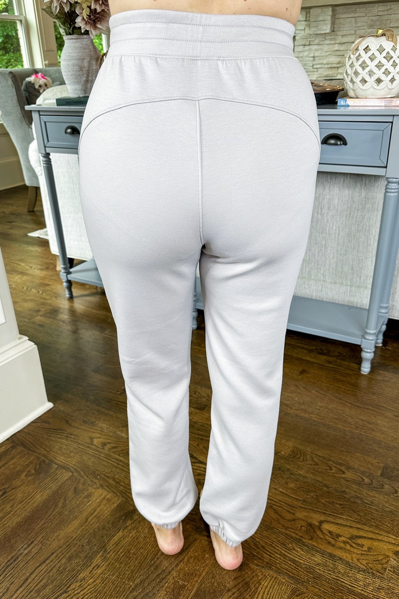 The Hamptons Buttery Soft Ribbon Tie Waist Joggers in Grey