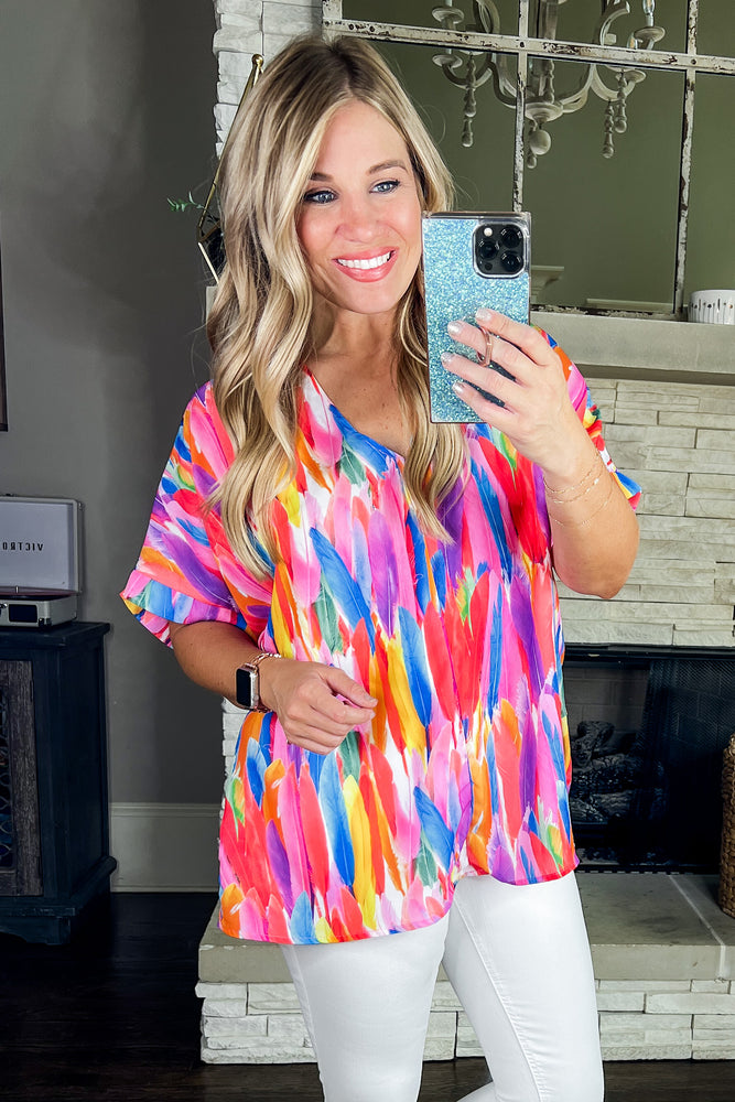 Colorful Feather Top