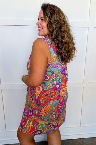 Dear Scarlett Lizzy Pocketed Dress in Multi Color Paisley
