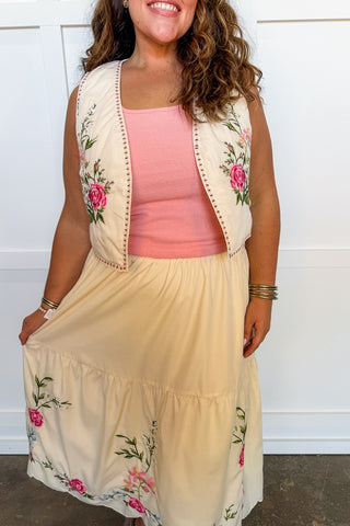 Timeless Bloom Embroidered Midi Skirt
