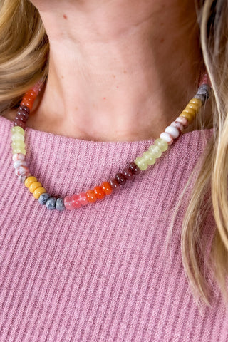 Multi Colored Gemstone Beaded Necklace by Treasure Jewels