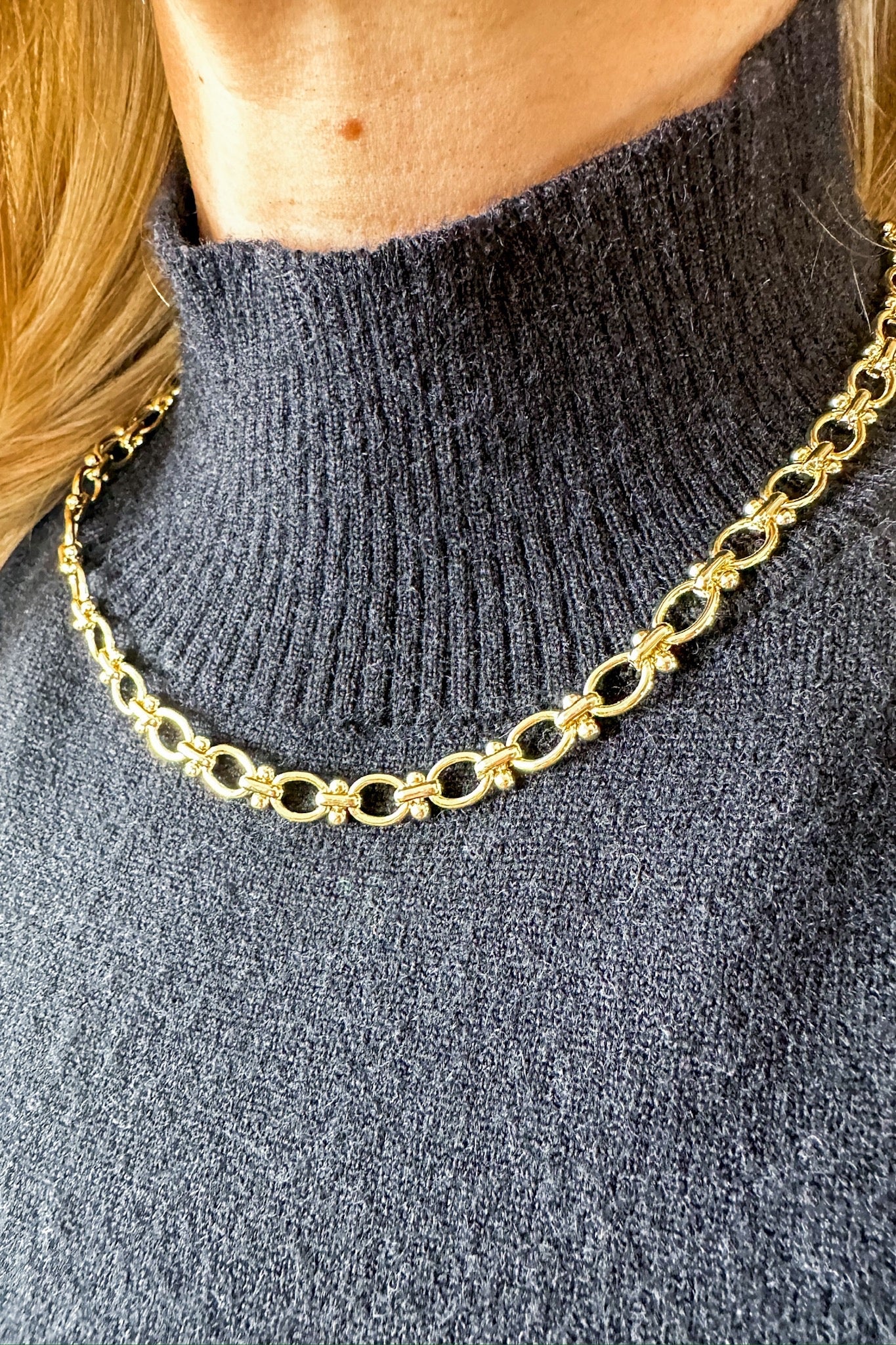 Fancy Linked Gold Chain Necklace by Treasure Jewels