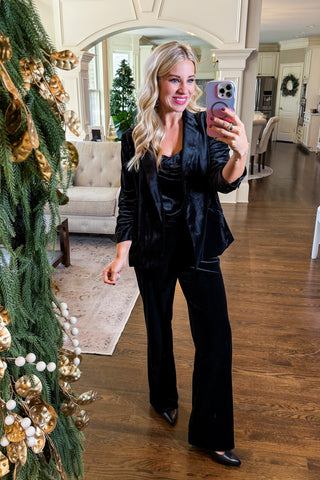 Bordeaux Nights Velvet Pants in Black