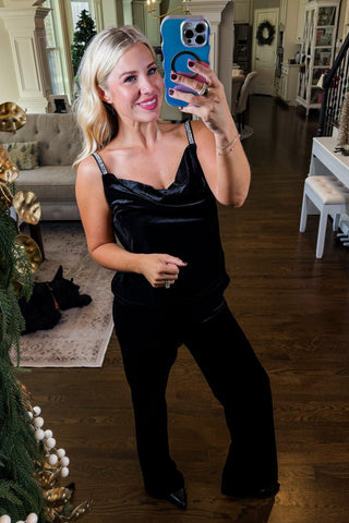 Afterglow Velvet Cami in Black