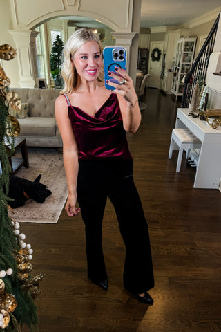 Afterglow Velvet Cami in Burgundy