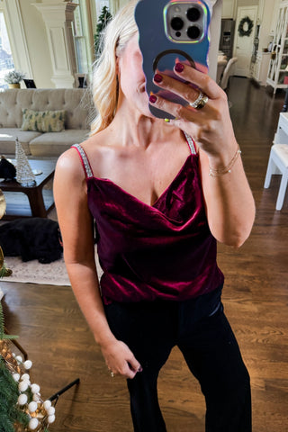 Afterglow Velvet Cami in Burgundy
