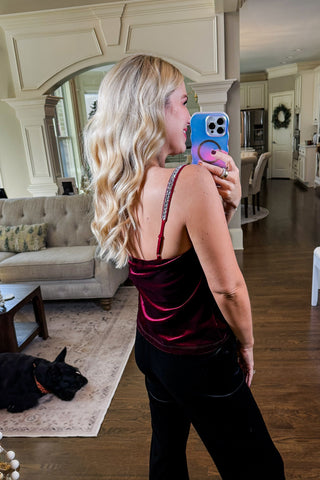 Afterglow Velvet Cami in Burgundy