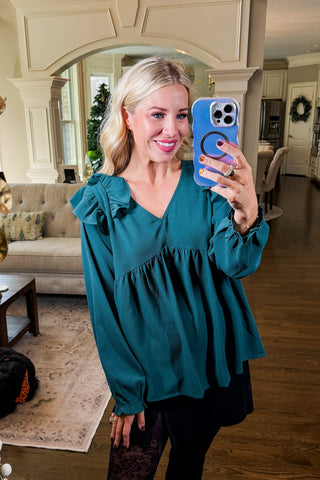 Hot Pink Deal - The Dark Teal Ruffle Top