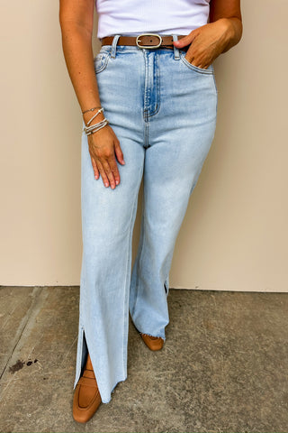 The Annie Jeans - Split Hem Straight Leg Jean