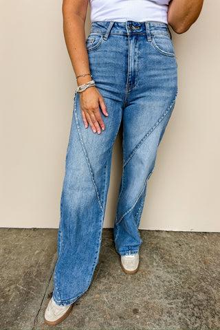 The Blair High Rise Diagonal Seam Wide Leg Jeans