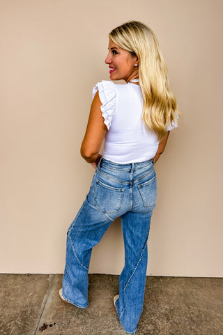 The Blair High Rise Diagonal Seam Wide Leg Jeans