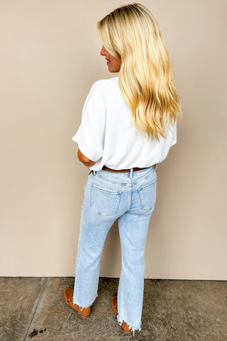 The Aileeah High Rise Light Wash Slim Wide Leg Vervet Jean