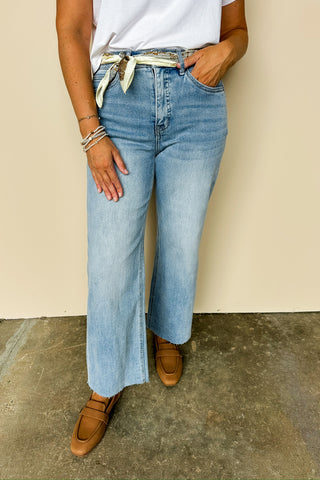 Mica Ball Blue High Waisted Wide Leg Jeans
