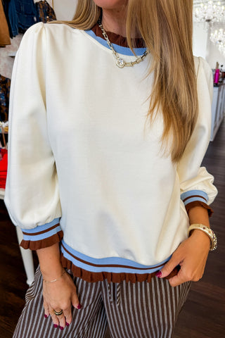 Ruffle Ready Trim Top in Cream