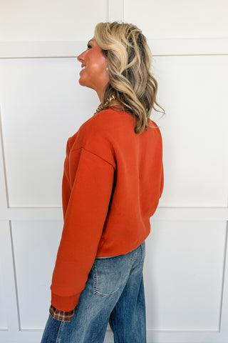 Patch Of Plaid Pumpkin Knit Top