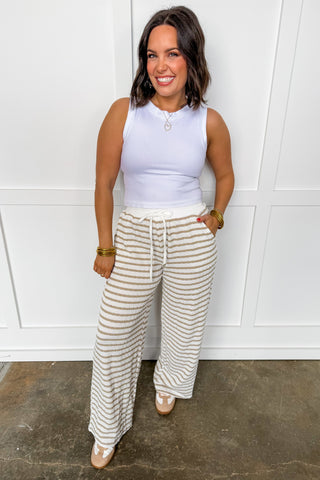 Off Duty Striped Pants in Khaki