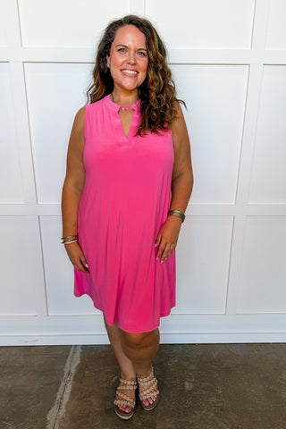 Dear Scarlett Lizzy Pocketed Dress in Pink Glow