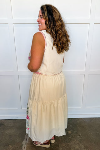 Timeless Bloom Embroidered Midi Skirt