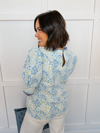 The Thea Top in Larkspur Fields Blue by Mary Square