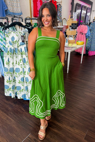 Paris After Dark Midi Dress in Matcha