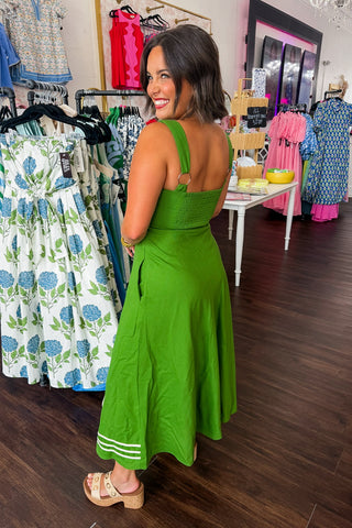 Paris After Dark Midi Dress in Matcha