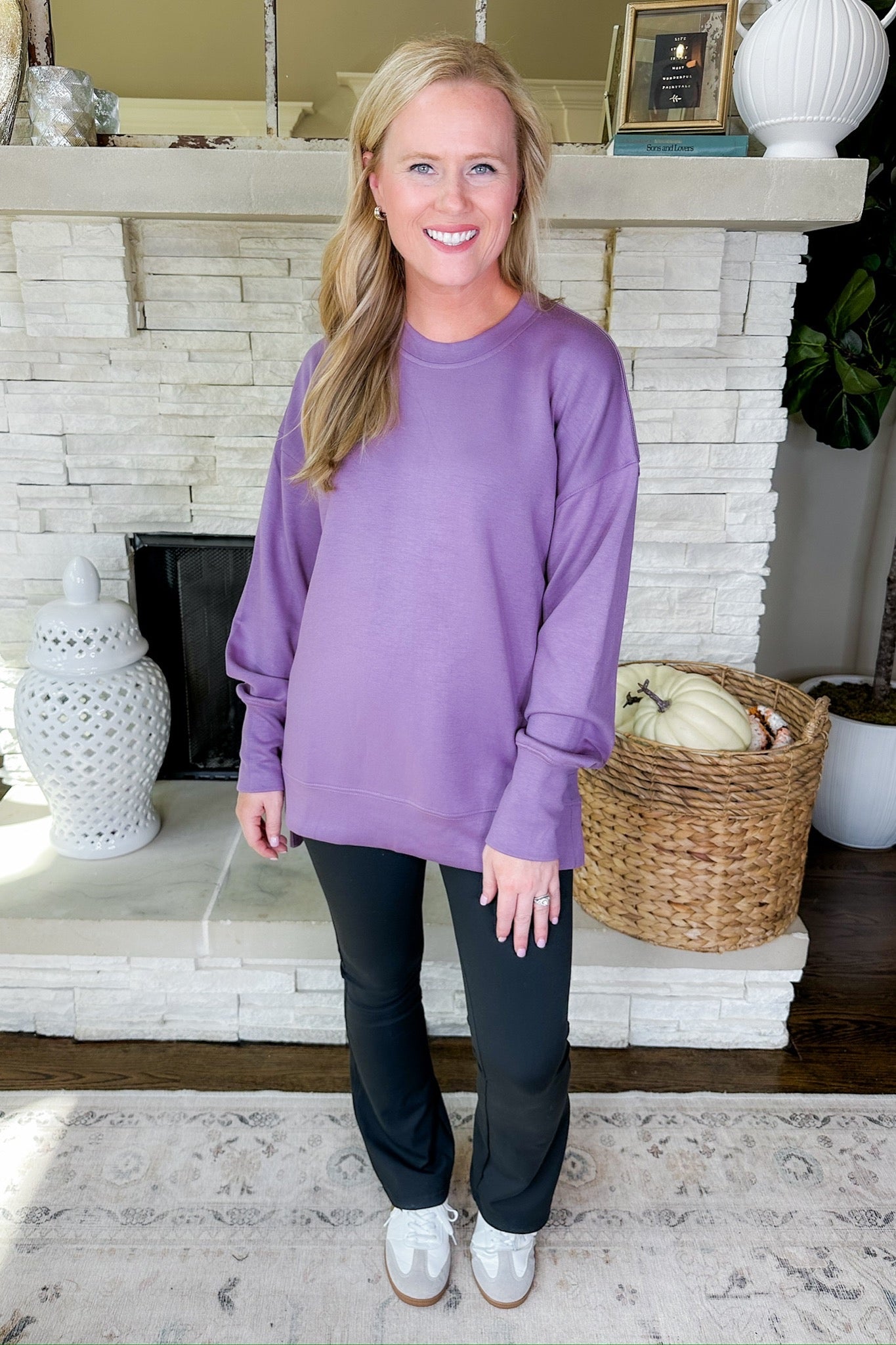 Oversized Buttery Soft Closet Staple Sweatshirt in Lilac