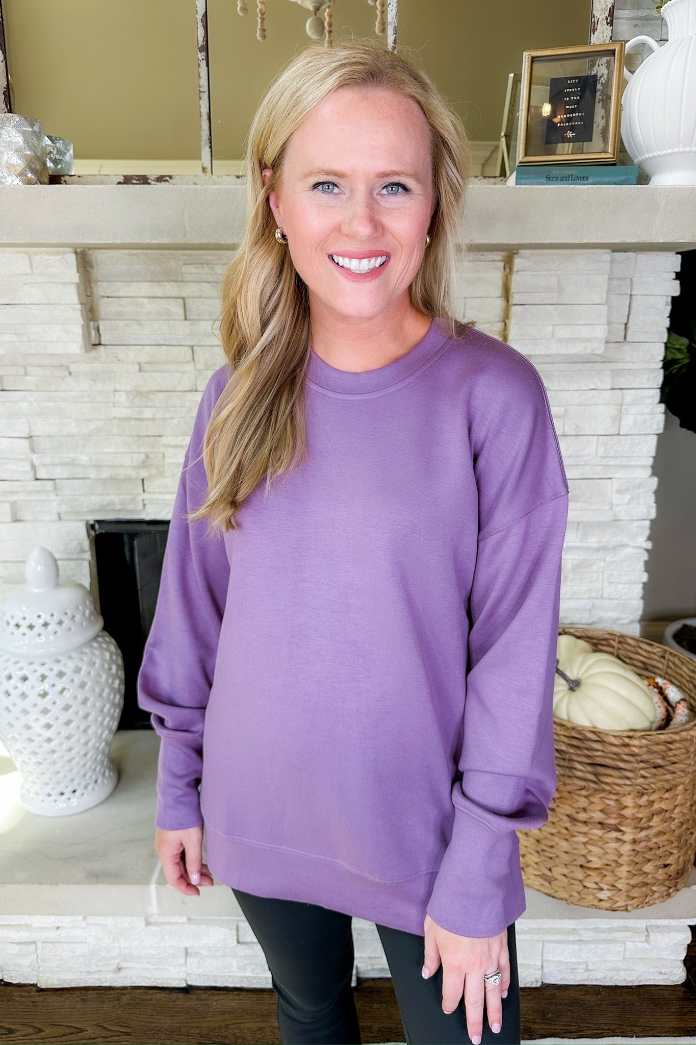 Oversized Buttery Soft Closet Staple Sweatshirt in Lilac