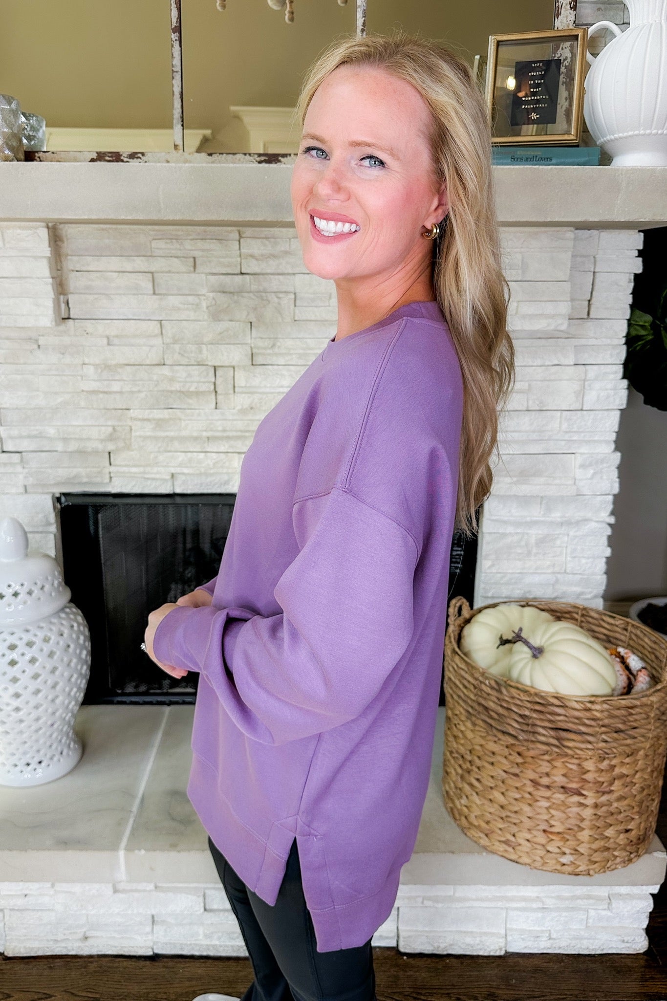 Oversized Buttery Soft Closet Staple Sweatshirt in Lilac