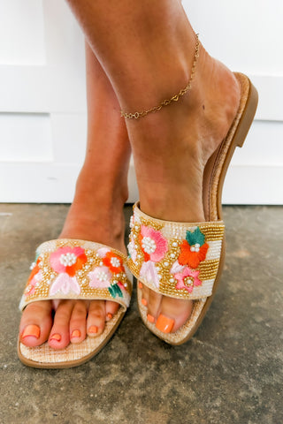 The Rae Floral Beaded Sandal