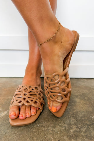 The Cayla Tan Cutout Sandal
