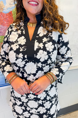 The Brenda Long Sleeve Dress in Garden District Black by Mary Square